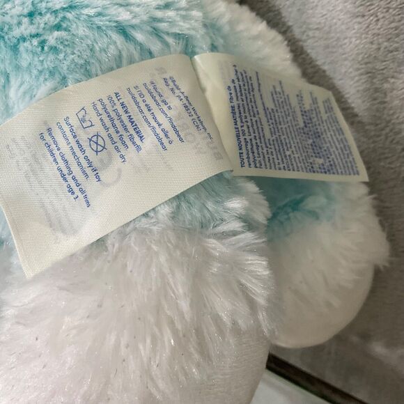 Build-A-Bear 2018 Merry Mint Blue White Bunny Rabbit Sparkle Plush  w sound - Picture 6 of 13